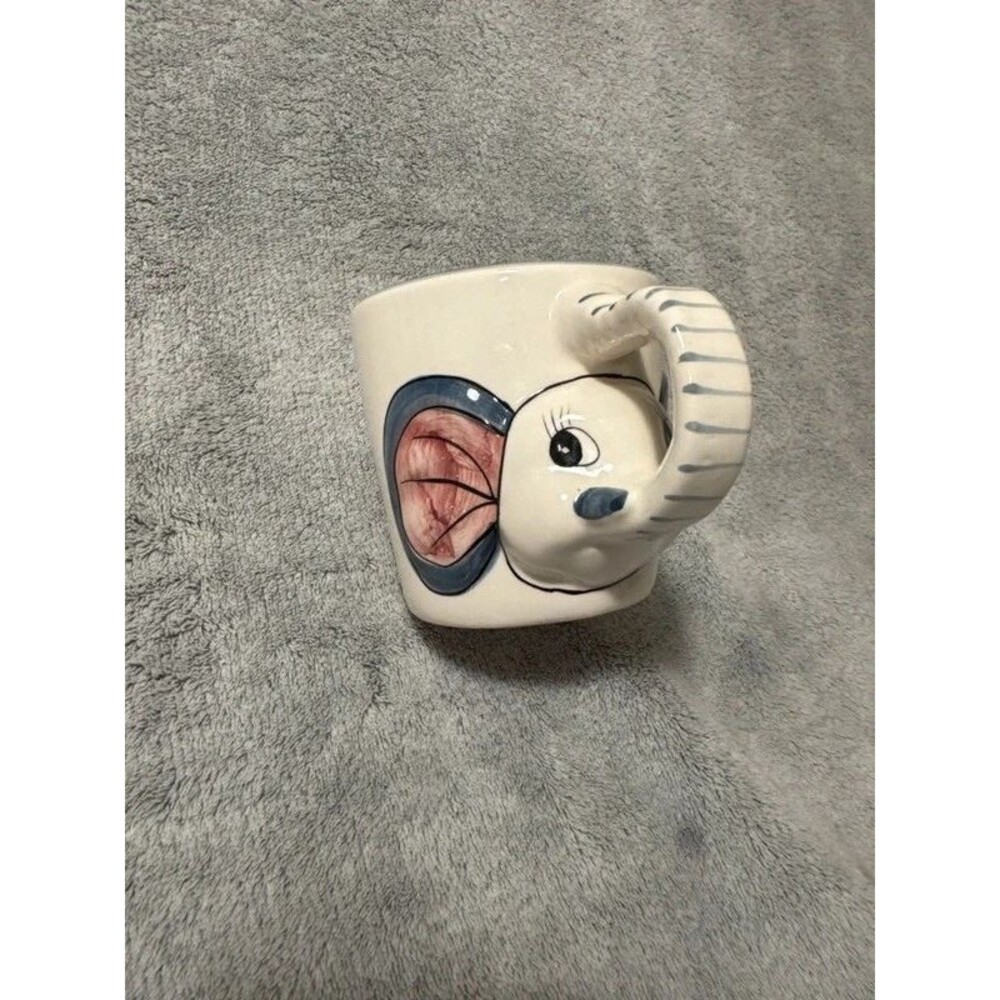 Vintage Ceramic Elephant Mug 3D Trunk Handle